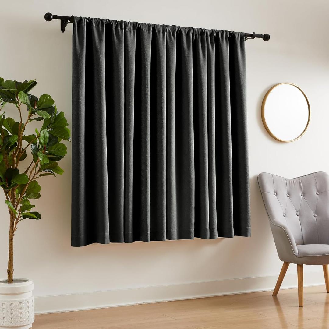 WRENSONGE Blackout Curtains for Bedroom, Black Blackout Curtains 63 Inch Long for Living Room Windows Kitchen Room, Easy Rod Pocket Curtain Modern Room Darkening Curtains 4 Panels Set (28"W x 63"L (Pack of 1))