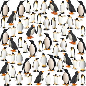 Poen 60 Pcs Penguin Figurines Miniature Realistic Penguin Figures Cute Resin Antarctic Animal Penguin Winter Cake Toppers Decorations for Boy Girl Birthday Gift Party Favors