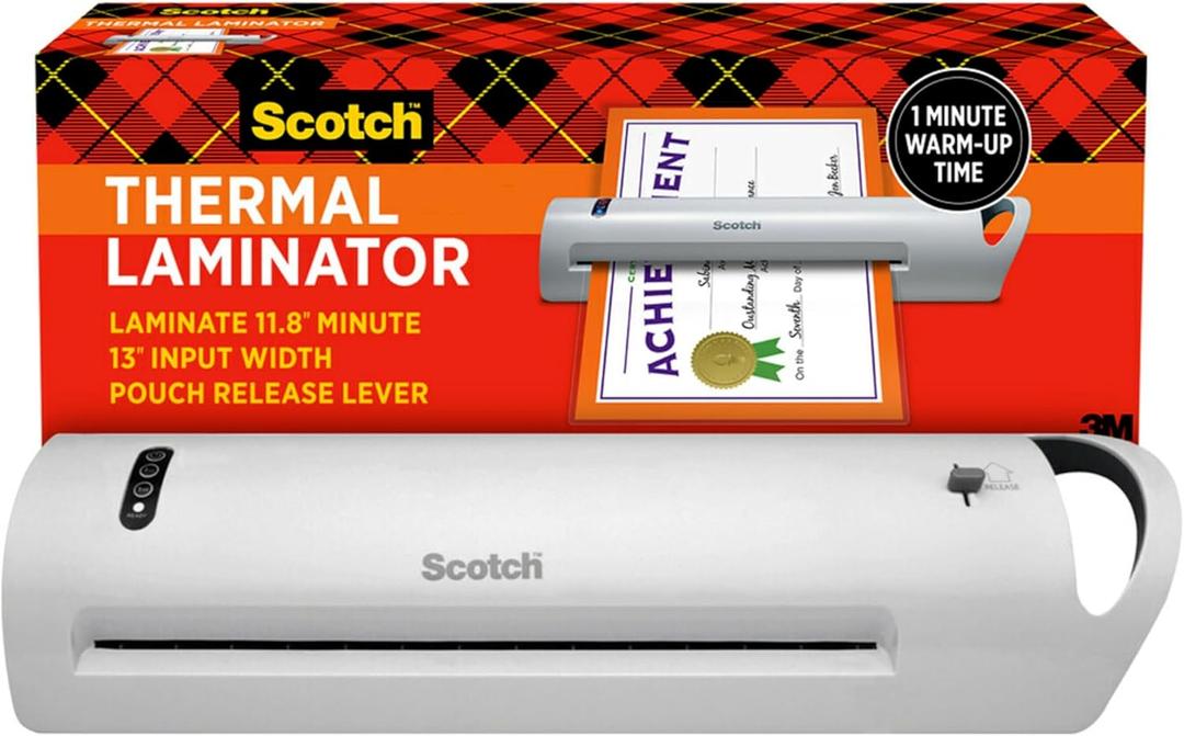 Scotch Thermal Laminator, Extra Wide 13 Inch Input, Ideal for Teachers, Small Offices, or Home (TL1302Z), White