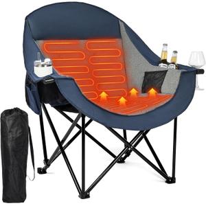 Heated Oversized Camping Chair - Heavy Duty Padded Comfy Warm Outdoor Chair