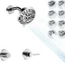Chrome 2 Handle Shower faucet Set with 8 Mode Shower Head, Two Handles Bathroom Shower Faucet Trim Kit with Brass Rough-in Valve, Wall Mounted