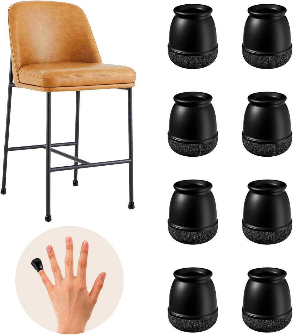 20 Pcs Black Extra Small Skinny Chair Leg Floor Protectors for Hardwood Floors, Upgraded Rubber Chair Leg Caps with Felt, Round Furniture Leg Feet Covers, No Scratches Reduce Noise (Fit 0.4"-0.5")