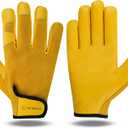 Gardening Gloves for Women Leather Thorn Safety Garden Heavy Duty Work Gloves Men Women Gardener Non-Slip Rigger (Medium, Yellow)