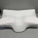 Cervical Pillow for Neck Pain Relief, Ergonomic Contour Orthopedic Pillow for Sleeping Shoulder Pain & Support, Cozy Memory Foam Neck Pillow with Pillowcase for Side Back Stomach Sleeper(White)