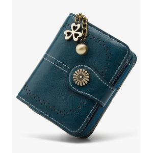 Small Wallet for Women Leather Bifold Compact RFID Blocking with Zipper Coin Pocket