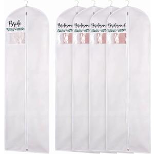 5 Pcs 72" Wedding Dress Garment Bags Gowns for Bride Bridesmaid
