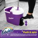 Fabuloso Spin Mop and Bucket Set, Hands-Free Pedal-Activated Spin Wringer, Adjustable Pole, Machine Washable and Replaceable Microfiber Mop Head, Works on All Hard Floor Surfaces