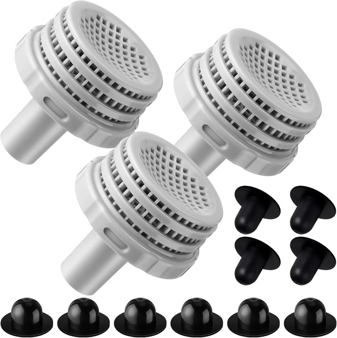 13 Pcs Swimming Pool Water Jet Connectors Replacement Parts Kit Small Strainers with Pool Outlet Strainers, Inlet Nozzles and Hole Plugs, 1.25 Inch Fittings with 10 Pcs Rubber Plugs