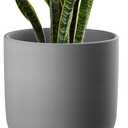 LE TAUCI 10 Inch Plant Pot, Ceramic Pots for Plants with Drainage Hole and Rubber Plug, Plant Pots Indoor for Home Garden Patio Office, Cylinder Planters for Indoor Plants, Charcoal Gray