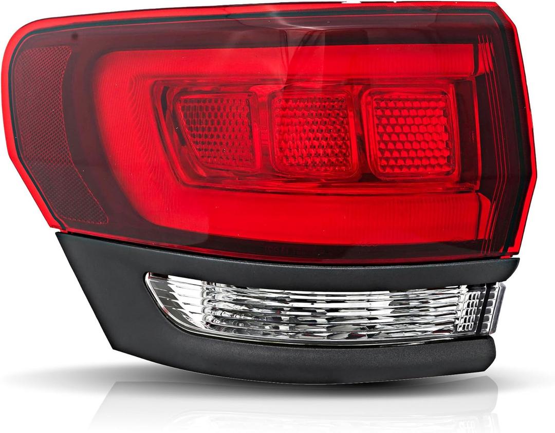 Left Driver Side Outer Tail Lights Assembly Compatible with 2014-2022 Jeep Grand Cherokee SRT Taillights Rear Brake Lamp, Replace OE#68236105AB, Black Frame