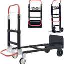 3 in 1 Convertible Hand Truck, Folding Hand Dolly Cart with Retractable Handle, 600LBS Heavy Duty Aluminum Hand Truck Dolly for Luggage, Shopping, Home, Office Moving