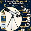 Telescope for Kids, 50mm 100x Silver Beginner Telescope with Tripod