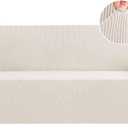 Flamingo P High Stretch Sofa Slipcover Non Slip Couch Cover for 3 Cushion Couch Washable Pet Furniture Protector Covers with Elastic Bottom, Thick Jacquard Fabric (Large, Ivory)