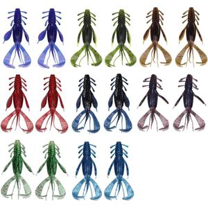 Soft Plastic Fishing Lures,Worm for Bass,Soft Bait,16 Pieces in 8 Colors