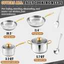 Titanium Cookware Set, Titanium Pans for Cooking, 6 Pcs, Essential, As shown
