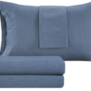 IZOD Melange Cotton Blend 4Pc King Size Bed Sheet Set, Deep Pockets fits Upto 17", Hotel Luxury Bedding Sheets & Pillowcases, Wrinkle Resistant, Sateen Weave Cooling Bed Sheet - Denim