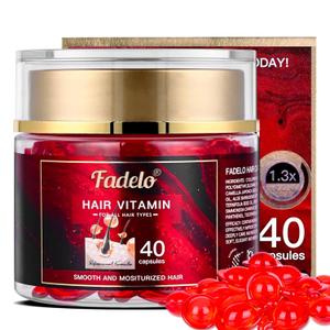 Hair Vitamins Capsule - Rich in Vitamin A C E and Pro B5 - No Rinse Serum for Frizzy and Dry Damaged Hair - Enhanced Argan/Macadamia/Avocado Oils - 1.3x Design for Long Hair
