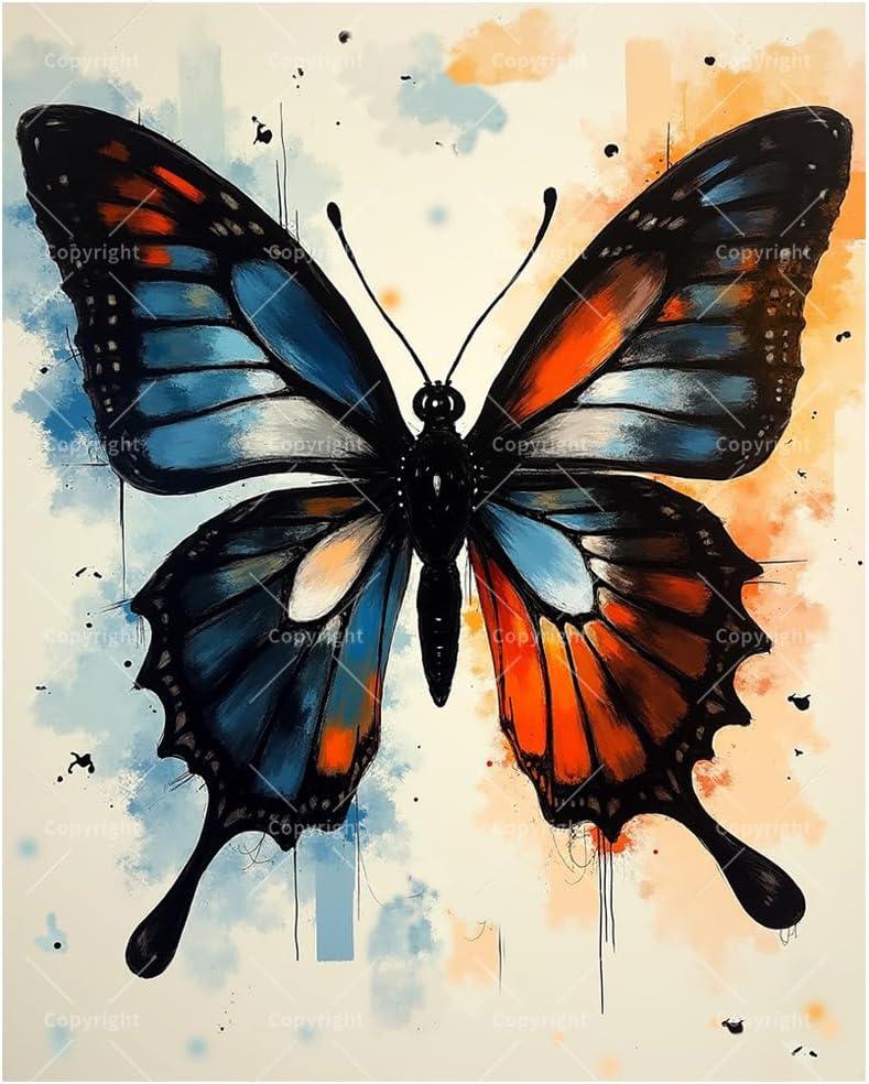 TAOPAOLAB Animal Paint by Numbers Kit for Adults - DIY Colorful Butterfly Painting on Canvas 16x20In, Acrylic Paint Set, Suitable for Beginners, Art for Home Decoration or Gifts