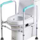SOBOUR Compact No Punching Toilet Safety Rails Anti-Static Adjustable Toilet Frame Fits Most Toilets Stand Alone Assist Grab Bar Handle Support Frame