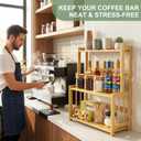Countertop Coffee Station Organizer, 3 Tier Bamboo Shelf for Coffee Bar Accessories, Coffee Bar Organizer for Home Kitchen