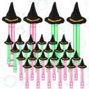 Civaner 24 Pcs School Gifts Classroom Rewards for Students Bulk Witch Hat Bubbles Party Favors Pink and Green Mini Bubble Wands for Birthday Prizes Goodie Bag Stuffers Outdoor Indoor Activities
