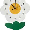 Amosfun Flower Clock Silent Non-Ticking Wall Clock Decorative Flower Shaped for Living Room Bedroom Kitchen Office 12.7 X 9.8 Inches