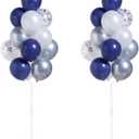Navy Blue Silver Confetti Balloon Column Kit Set of 2 Included-Balloon Column Stand with Base&Pole,Backdrop Decoration for Metallic Chrome Wedding, Baby Shower, Birthday,Gaduation Party Decoration
