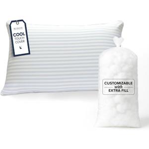 Beckham Hotel Collection Summer Sanctuary Queen Pillow - Cooling Qmax Adjustable Down Alternative Pillow w/Extra Fill, Ideal for Side Back Stomach Sleepers (Queen/Standard Size)