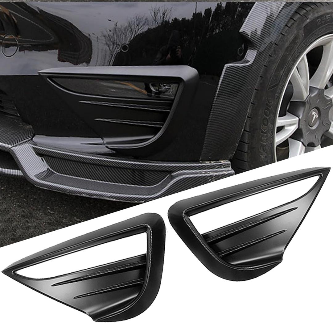 Front Fog Light Trim Cover for Tesla Model Y, 2PCS Fog Lamp Eyebrow Eyelids Cover Frame Blade Trim, Spoiler Accessories Fit Model Y 2017-2023 2024, Matte Black