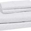 Amazon Basics Lightweight Super Soft, Wrinkle Free, Wrinkle Resistant Breathable Microfiber 4 Piece Bed Sheet Set With 14-Inch Deep Pockets, Full, Gray Crosshatch, Printed
