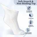 +MD Bamboo Viscose Ankle Diabetic Socks for Men & Women, 6 Pairs, Soft Cushioned, Non-Binding Loose Top, Extra Wide 9-11 White