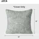 AELS Boho Decorative Textured Throw Pillow Covers 18x18, Organic Modern Mid Century Rainbow Tufted Pillow Case, Farmhouse Rustic Geometric Woven Cushion Case for Bed Couch Sofa, Slate Pale Blue Gray