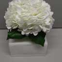 Hollyone Hydrangea Artificial Flowers with Vase White Silk Fake Flowers Arrangements in Glass Vase with Faux Water for Home Bathroom Office Table Centerpiece Shelf Decorations