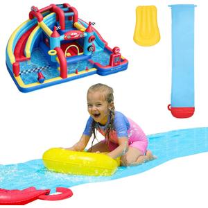 ELEMARA 19.1ft Kids Inflatable Water Slide with Sprinklers, Bodyboard, Big Backyard Water Park for Summer Outdoor Play