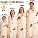 SeaRoomy Burritos Tortilla Blanket, Realistic Food Wrap Blanket Double Sided, Novelty Funny Tortilla Round Soft Blankets (Beige, 47 inches)