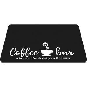 Queekay Coffee bar mat 24" x 16" Coffee mat for countertop Coffee placemats Coffee bar Accessories Coffee Pot mat Hide Stain Rubber Backed Absorbent Dish Drying Mat(Black,Stylish Style)