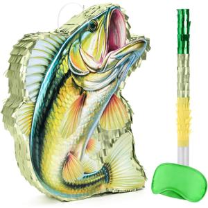 WERNNSAI Fish Piata - Fishing Game Pinata Ocean Pinata Under the Sea for Boy Adult Party Decoration Summer Pool Party Game Supplies Favors with Bat Blindfold