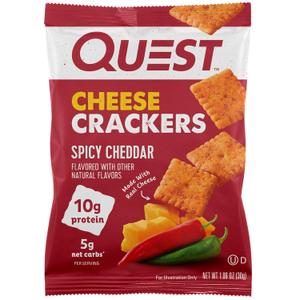 Quest Nutrition Cheese Crackers, Spicy Cheddar Blast, 10g of Protein, Low Carb, Made with Real Cheese, 12 Count (1.06 oz bags), Best By: 01/10/2026