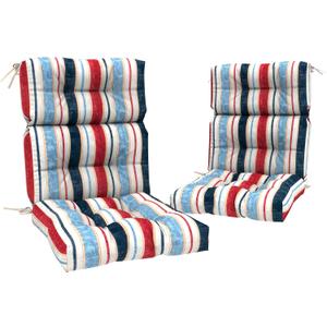 Adirondack Chair Cushions Set of 2, Water Resistant Outdoor High Back Chair Cushions for Patio Home Garden, 22" W x 20" D, Stripe Red Blue