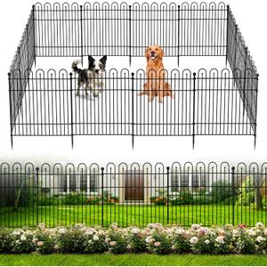 Garden Fence Animal Barrier, 10 Panels No Dig Dog Fence Outdoor | 32 in (H) x23.6ft (L) Rustproof Metal Outdoor for Yard, Patio