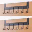 Over The Door Hooks, Over The Door Hanger, Heavy Duty Metal Over The Door Towel Rack, Door Hooks for Hanging Coat, Towel, Bag, Robe - 6 Hooks(Matte Black 2Pcs)