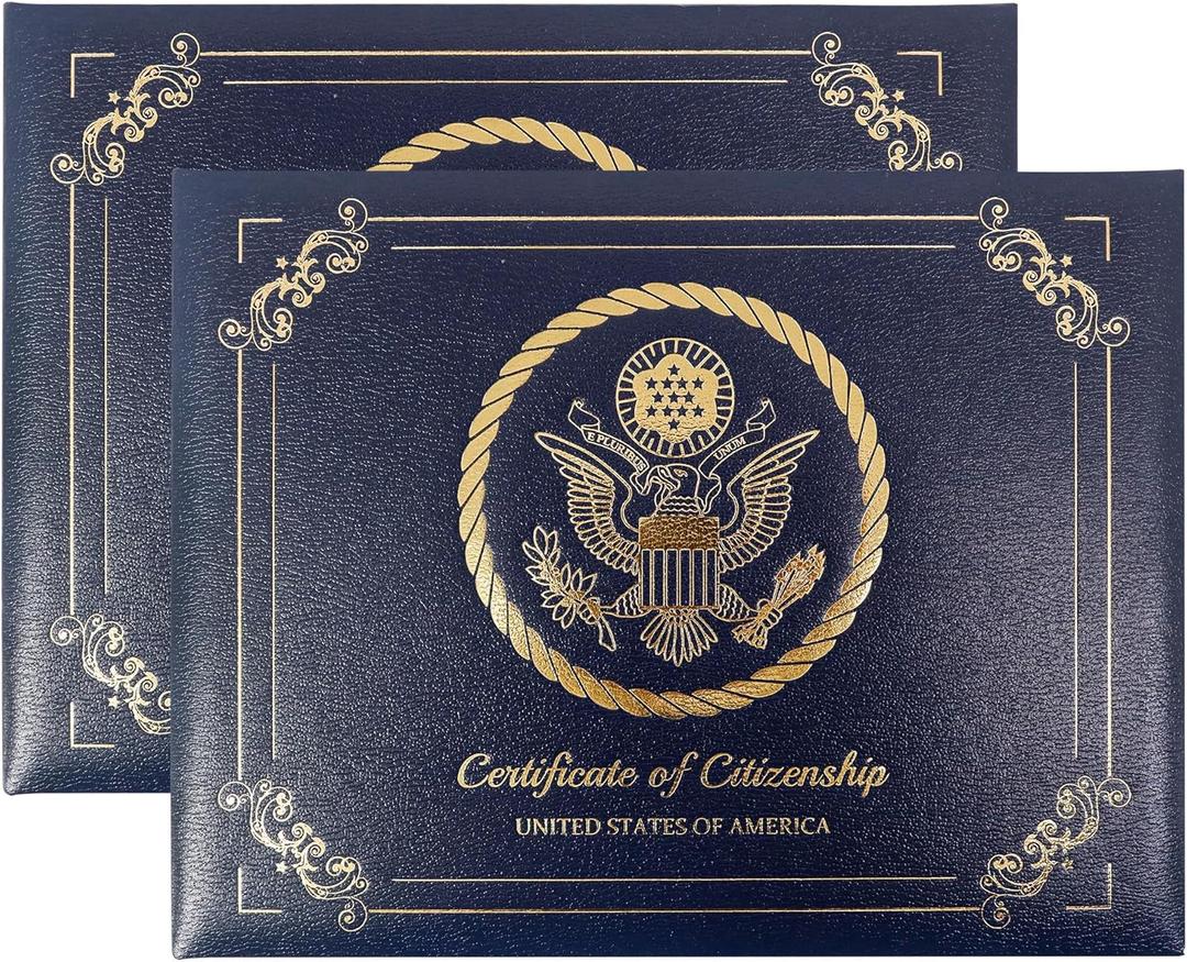 GraduationMall US Citizenship Certificate Holder 2026 Naturalization Certificate Cover with logol 'Certificate of Citizenship' US Citizenship Gifts Panramic 2 Pack