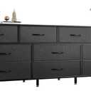 Huuger 63 Inch Dresser for Bedroom, Long Dresser with 10 Fabric Drawers, TV Stand for 55, 65, 70 Inch TV, Toy Storage Organizer for Closet, Black