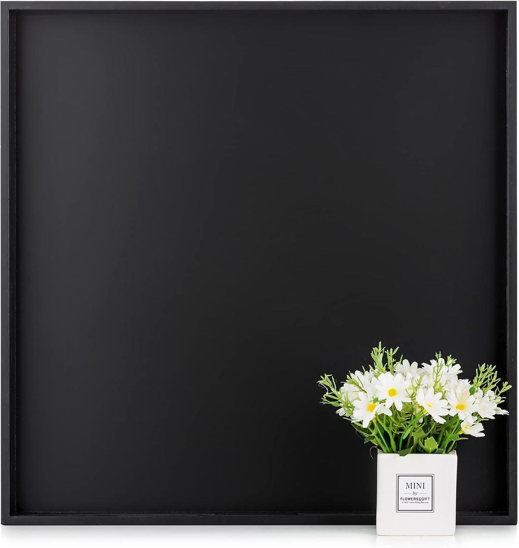 Hanobe Square Large Ottoman Tray: Modern Extra Large Black Serving Decorative Trays with Cutout Handles for Living Room Coffee Table Home, 20"