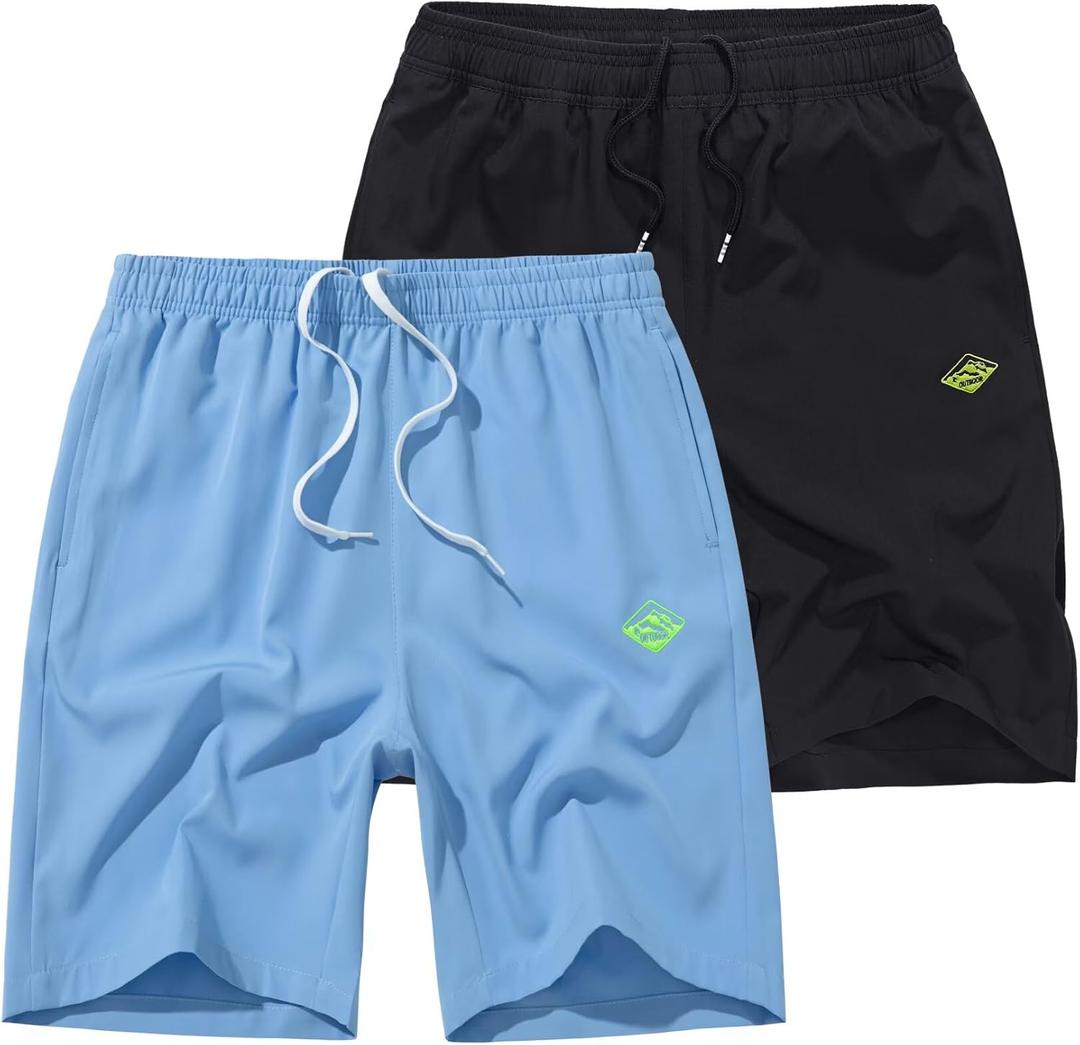 Vcansion 2 Pack Men's Outdoor Lightweight Hiking Shorts Quick Dry Sports Casual Running Shorts with Pockets (XXXL)
