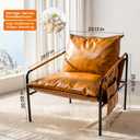 Modern Bright Orange Oversized Faux Leather Chair, Recliner Armchair, Comfy Accent Chair with Sturdy Metal Frame, Armrest bag, Indoor Outdoor couch sofa Chair for Living Room Bedroom Patio lounge, Large