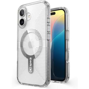 Speck Clear iPhone 16 Case - Slim Phone Case - MagSafe - GemShell - Crystal Clear