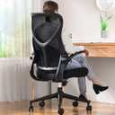 Sweetcrispy Ergonomic Office Desk Computer Chair, Comfy High Back Swivel Rolling Home Mesh Gaming Chairs with Wheels, Lumbar Support, Flip-up Arms,for Bedroom, Study, Work, Classic Black