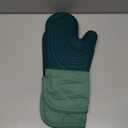 Silicone Oven Mitts-13.6 in Extended Oven Mitts Heat Resistant 500F, Oven Gloves with Soft Liner Good Grippy BPA-Free Easy to Clean Flexible-Oven Mits Set for Cooking Baking Grilling BBQ (Green)