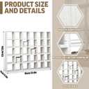 Kigley Oversize Coffee Mug Display Rack Wooden Shelves Rustic Shot Glass Display Case Travel Mug Shelf Wall Mounted Rack Holder Shadow Box(5 x 6,White)